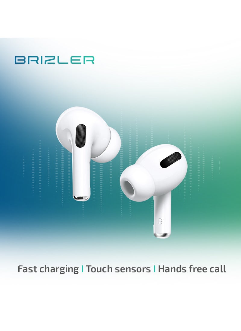 BRIZLER Wireless Stereo Earbuds Bluetooth 5.0, Hand Free Call, Lightweight Comfort Fit Headphones, White  - Image 3