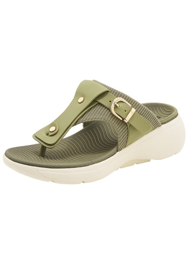 NIBEMINENT Fashion  Ladies Shoes Vintage Casual  Style Women's Metal Buckle Beach Flip Flops Slippers  - Image 1