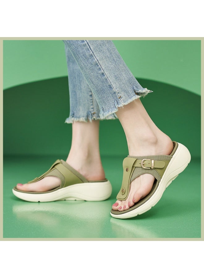 NIBEMINENT Fashion  Ladies Shoes Vintage Casual  Style Women's Metal Buckle Beach Flip Flops Slippers  - Image 3