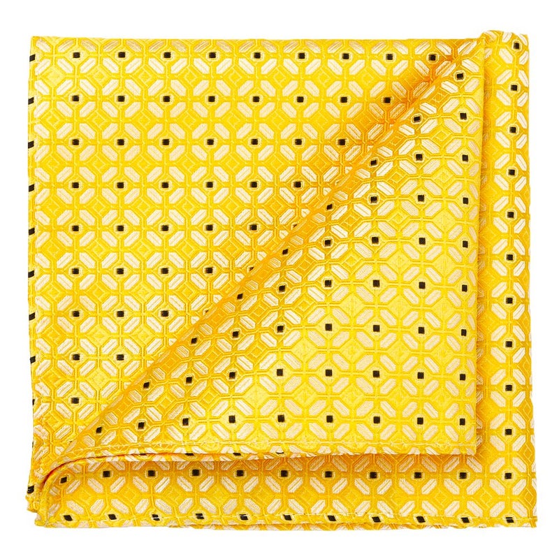 fortunatever Yellow Pocket Squares,Checkered Pattern Hanky With Black Dots - Image 2
