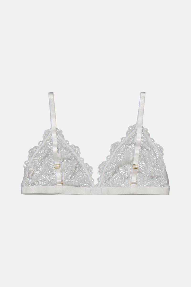 Asos Design Women Textured Lace Non Padded Bust Triangle Bra, White - Image 2