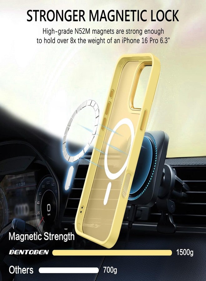 بنتوبين جراب BENTOBEN لهاتف iPhone 16 Pro 2024، جراب مغناطيسي لهاتف iPhone 16 Pro [متوافق مع MagSafe]، غطاء حماية نحيف غير لامع وشفاف مقاوم للصدمات لهاتف iPhone 16 Pro مقاس 6.3 بوصة، أصفر - Image 5