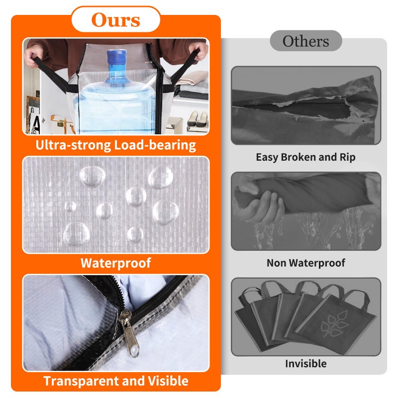 TasticTotes 4 Pack Clear Storage Bags for Comforter, Clothes & Bedding, Plastic Blanket Storage with Zipper and Handle, Moving Bags, Closet Organizer and Under-Bed Storage (60L) - Image 5