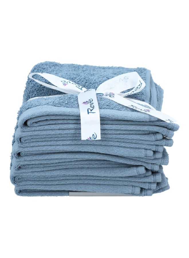REVE 6Piece Pima Ultra Soft Highly Absorbent Cotton Towel Set Blue 30 x 30 cm - Image 2