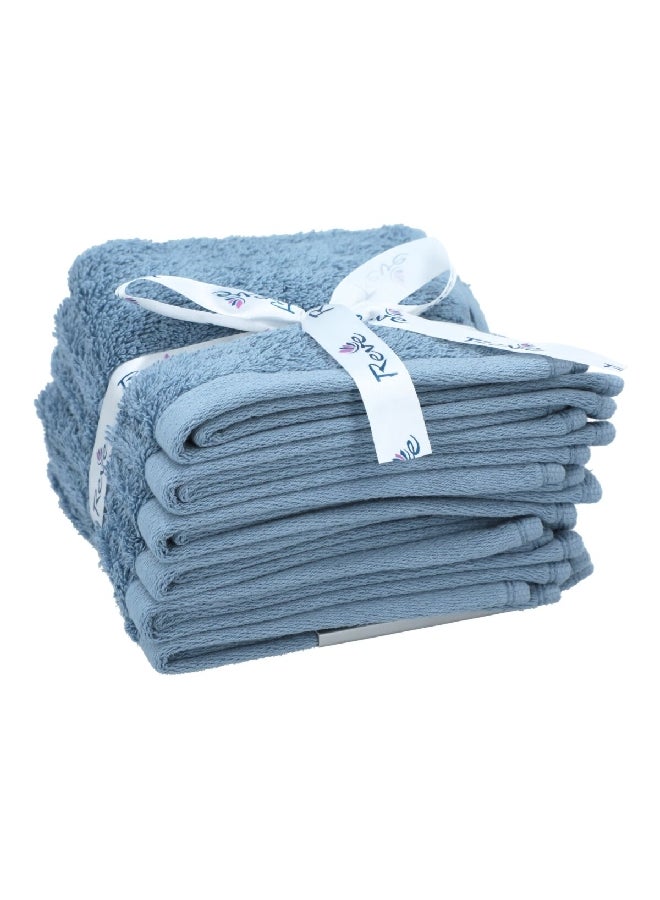 REVE 6Piece Pima Ultra Soft Highly Absorbent Cotton Towel Set Blue 30 x 30 cm - Image 4