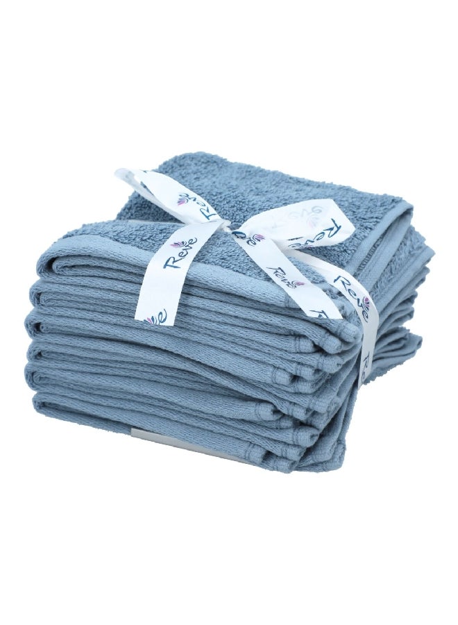 REVE 6Piece Pima Ultra Soft Highly Absorbent Cotton Towel Set Blue 30 x 30 cm - Image 3