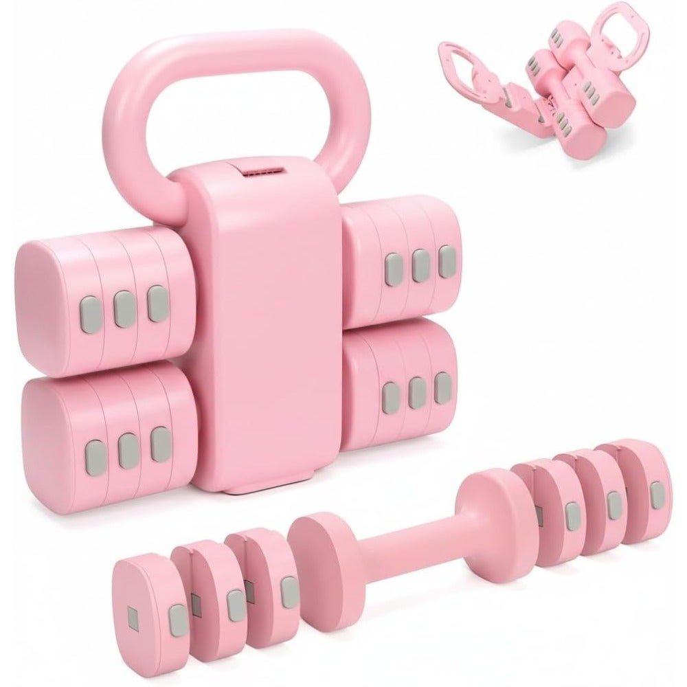 Adjustable Dumbbell Set, 4-in-1 Hand Weights for Women, Compact Adjustable Weights Dumb Bells 2.2lb to 5.5lb, Free Weights Dumbbells Set for Home and Gym