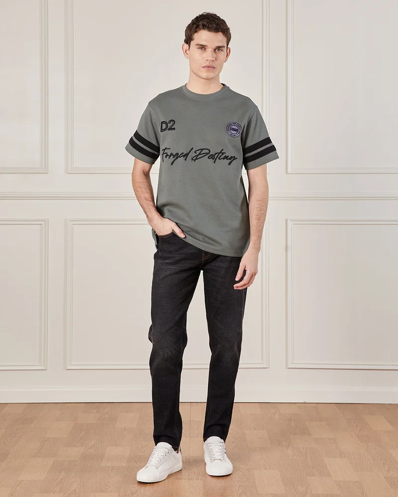 REDTAG Men Olive Pique Active T-Shirt