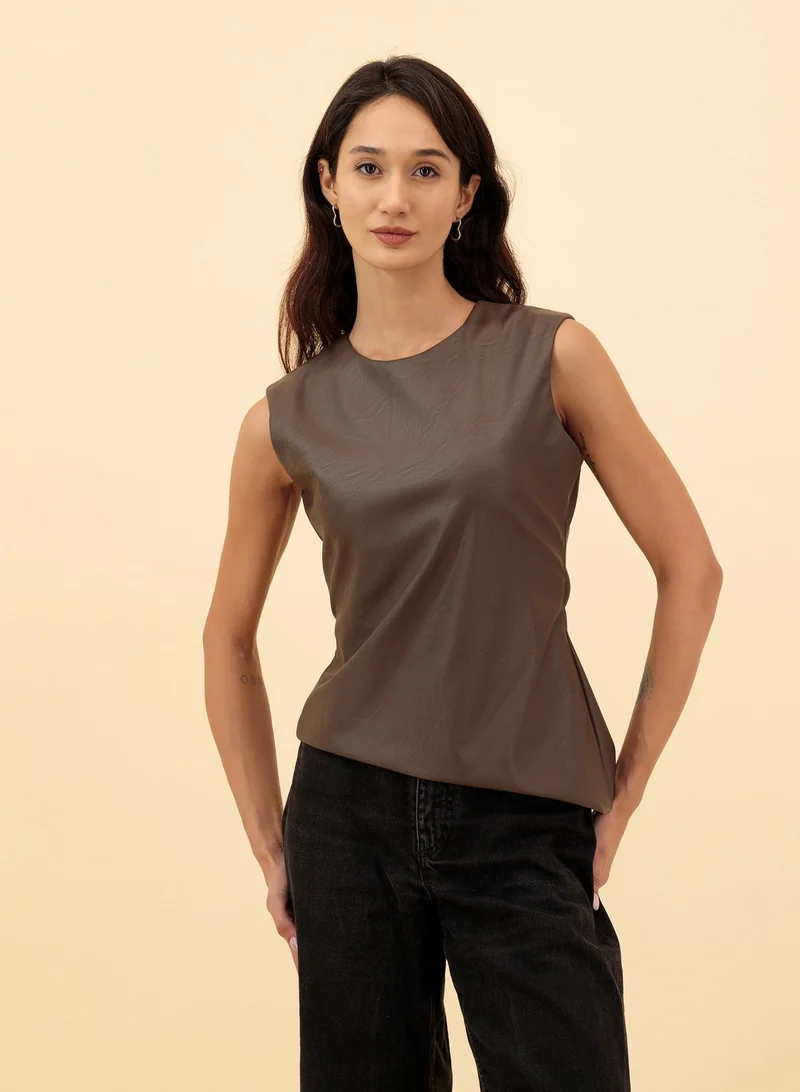 ASYMMETRIC LEATHER TOP