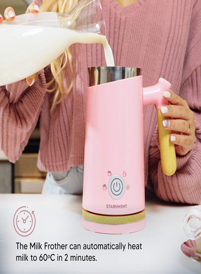 Starument Electric Milk Frother - Automatic Foamer & Heater for Coffee, Latte, Cappuccino, Other Creamy Drinks 4 Settings Cold Foam, Airy Dense Foam Warm Easy to Use, Pink, 8x4x5 inches (MS-MF) - Image 3