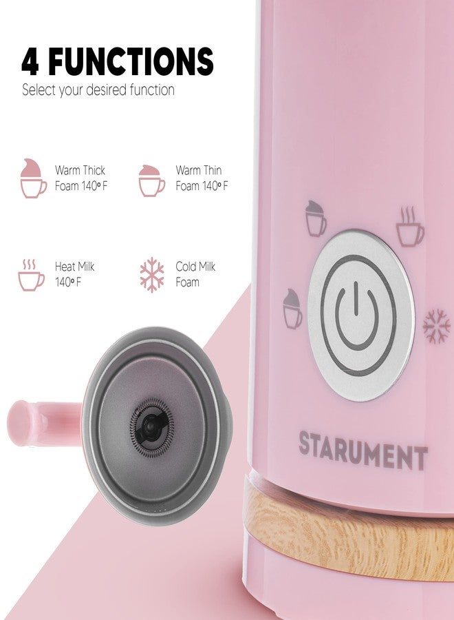 Starument Electric Milk Frother - Automatic Foamer & Heater for Coffee, Latte, Cappuccino, Other Creamy Drinks 4 Settings Cold Foam, Airy Dense Foam Warm Easy to Use, Pink, 8x4x5 inches (MS-MF) - Image 4