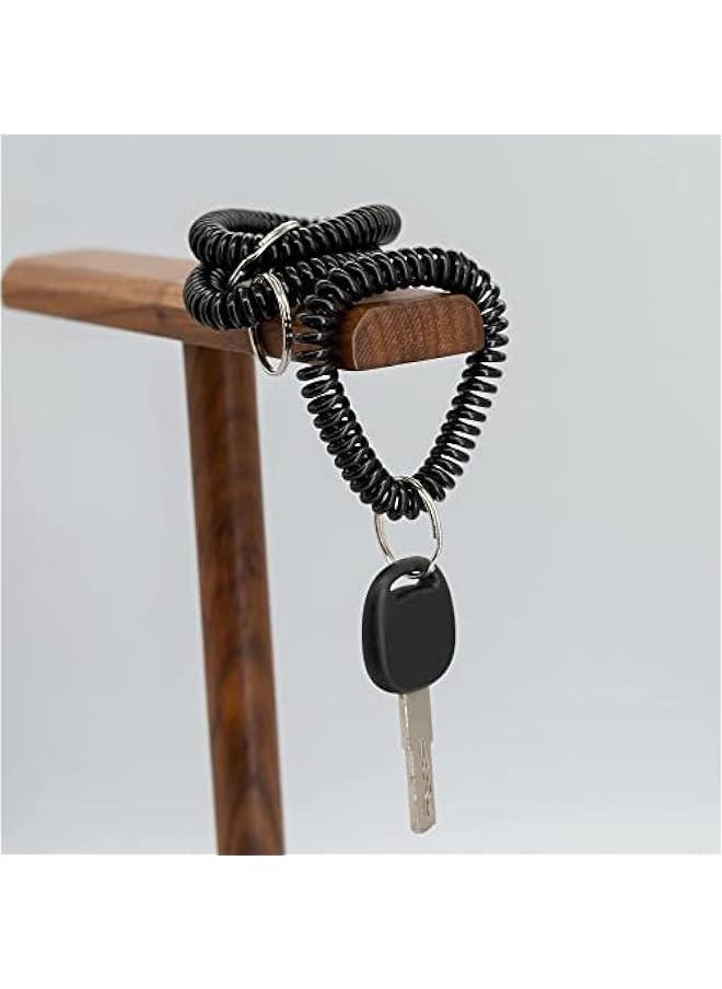 Generic - 100 Pack Stretchable Plastic Wrist Coil Wrist Band Key Ring Chain Holder Black - Image 1