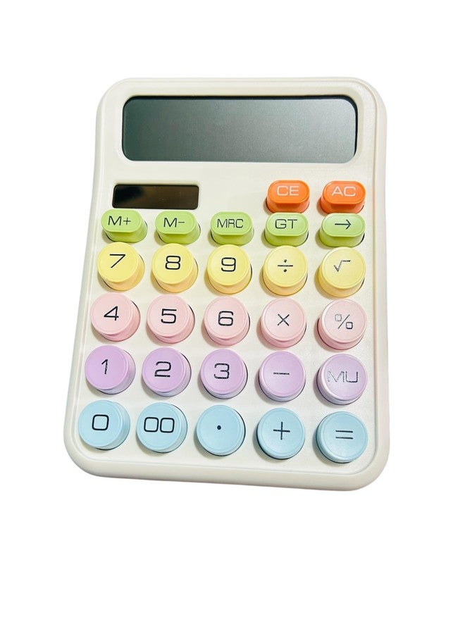 M.F.H Pastel Multicolor Mechanical Pushbutton Calculator, 12 Large LCD Display Big Buttons Colorful Candy Calculator Random Colour - Image 4