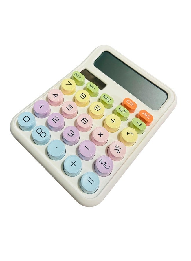 M.F.H Pastel Multicolor Mechanical Pushbutton Calculator, 12 Large LCD Display Big Buttons Colorful Candy Calculator Random Colour - Image 1