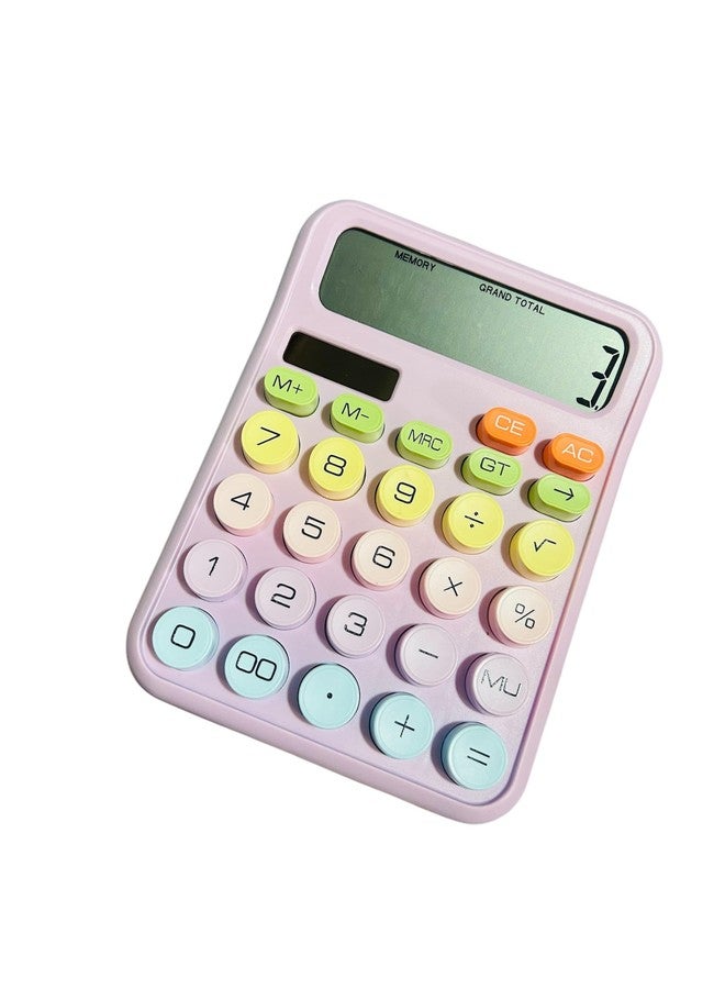 M.F.H Pastel Multicolor Mechanical Pushbutton Calculator, 12 Large LCD Display Big Buttons Colorful Candy Calculator Random Colour - Image 3