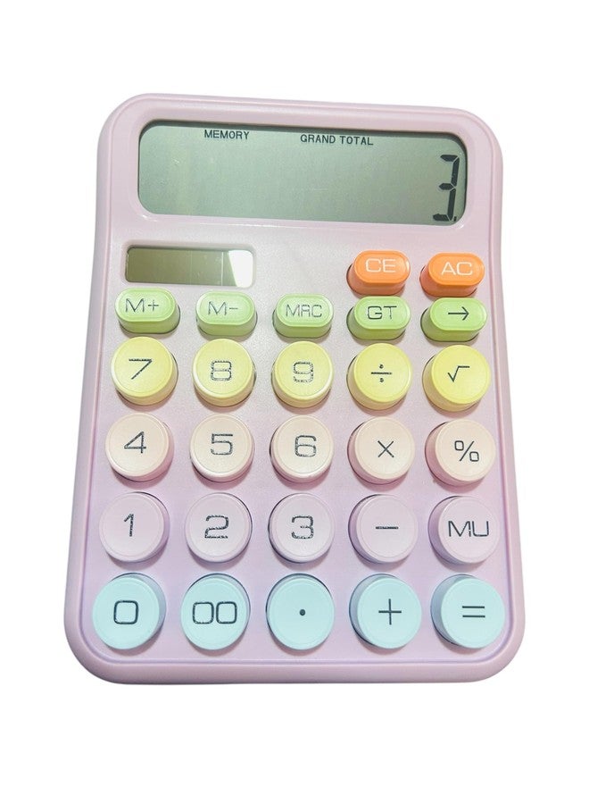 M.F.H Pastel Multicolor Mechanical Pushbutton Calculator, 12 Large LCD Display Big Buttons Colorful Candy Calculator Random Colour - Image 2