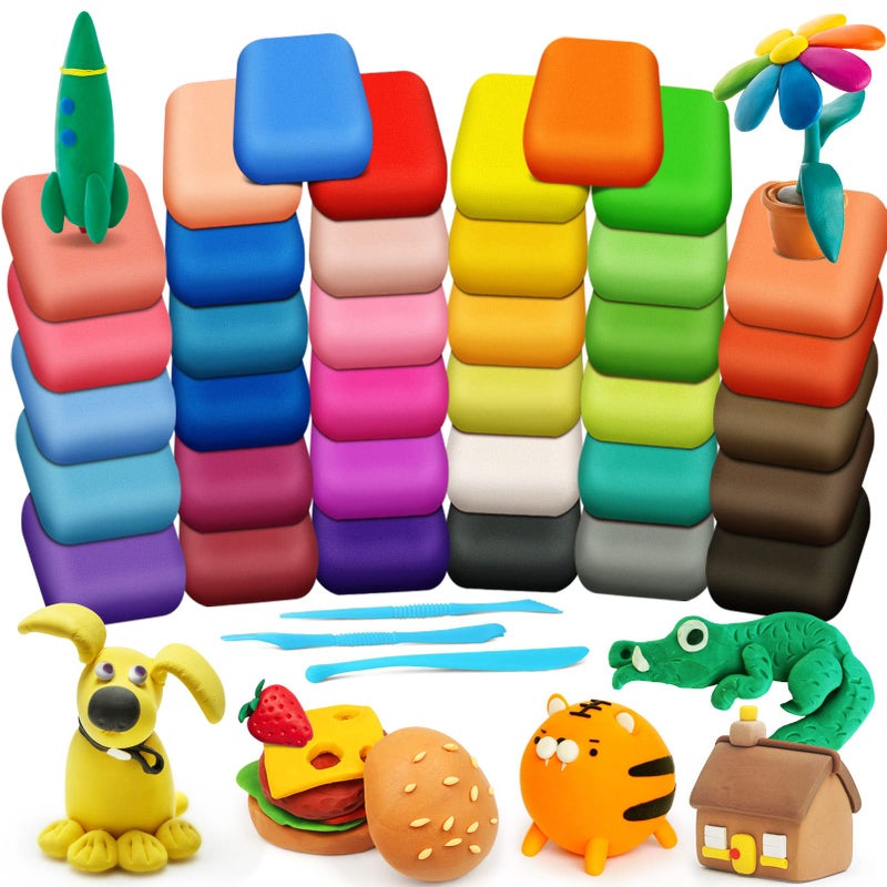 ESSENSON Magic Clay - Air Dry Clay 36 Colors, Modeling Clay for Kids with Tools, Soft & Ultra Light, Toys Gifts for Age 3 4 5 6 7 8+ Years Old Boys Girls Kids - Image 1