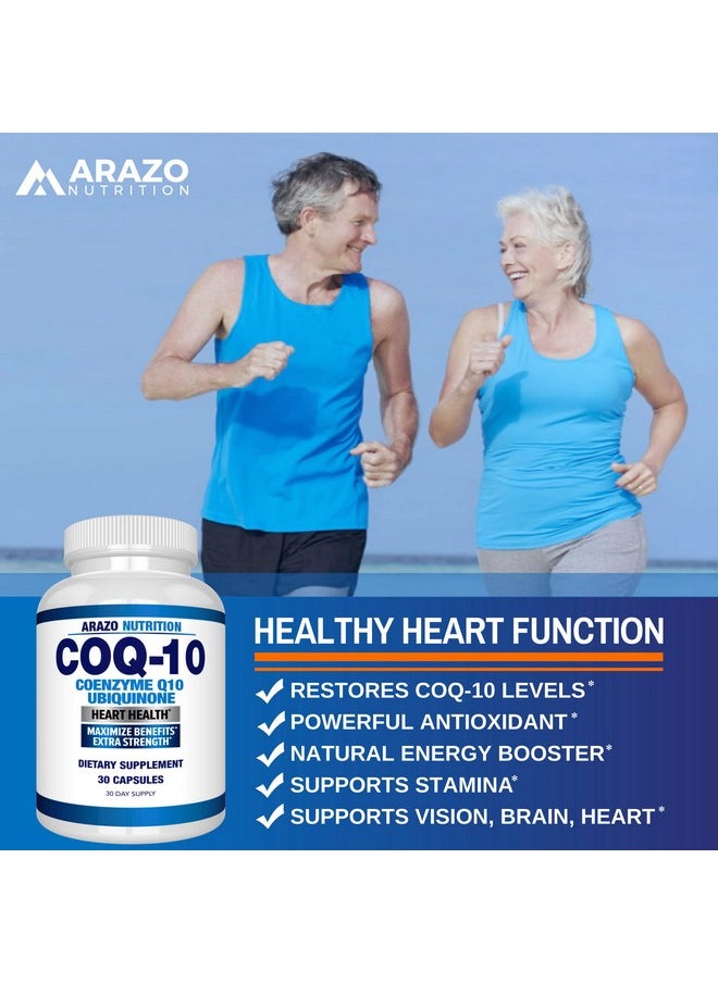 Arazo Nutrition Coq10 Ubiquinone Coenzyme Q10 200Mg Maximum Strength Nutritional Supplement High Absorption Capsules With No Soy  - Image 5