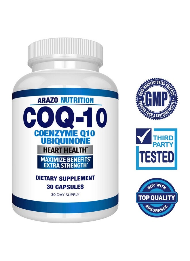 Arazo Nutrition Coq10 Ubiquinone Coenzyme Q10 200Mg Maximum Strength Nutritional Supplement High Absorption Capsules With No Soy  - Image 3