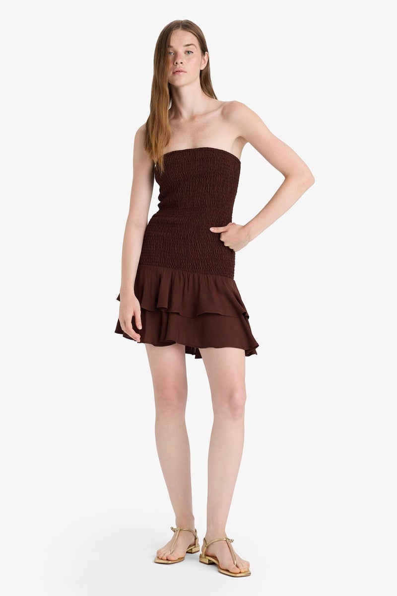 DeFacto Strapless Floral Mini Dress - Image 1