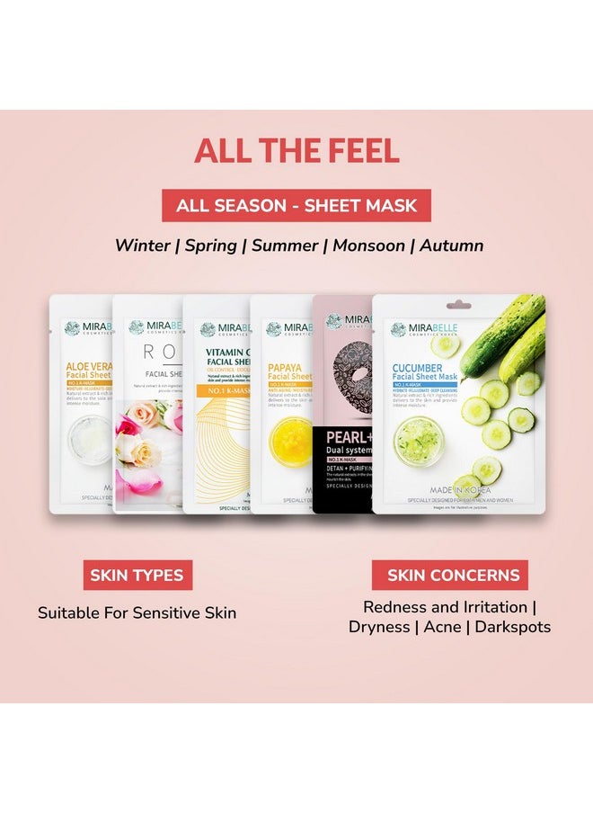 MIRABELLE Cosmetics Korea Sensitive Skin Facial Sheet Mask (Pack Of 6)  - Image 3