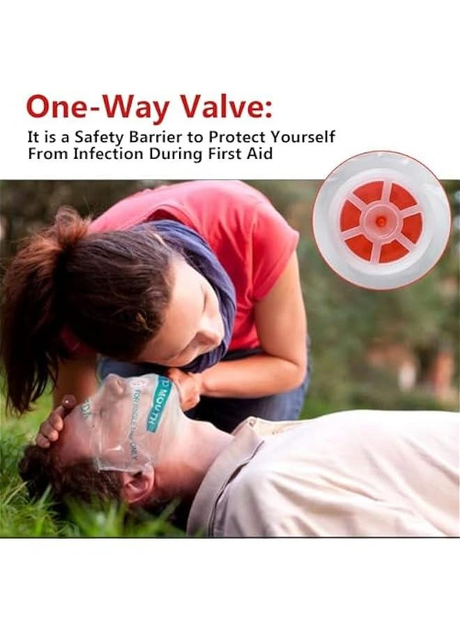 Generic Pack of 10 Respiratory Masks First Aid with Key Ring and Disposable Valve - CPR Face Shield for Car and On the Go - First Aid Respiratory Masks for Adults and Children (Red Colour)  - Image 4