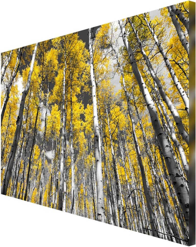 999Store Printed Autumn Yellow Leaves Trees Painting Wall Art (Canvas_18X30 Inches_Multi) - Image 4