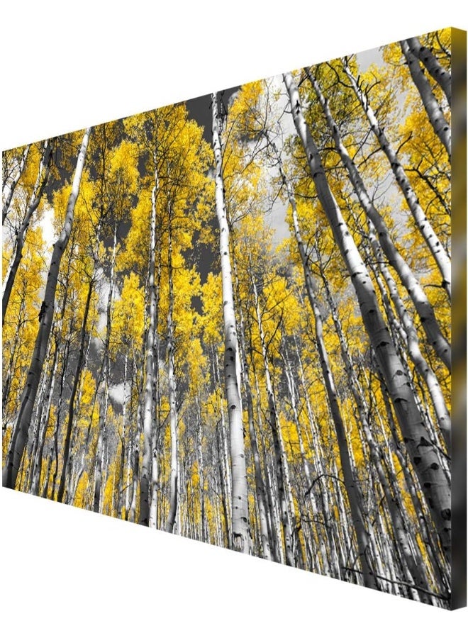 999Store Printed Autumn Yellow Leaves Trees Painting Wall Art (Canvas_18X30 Inches_Multi) - Image 3
