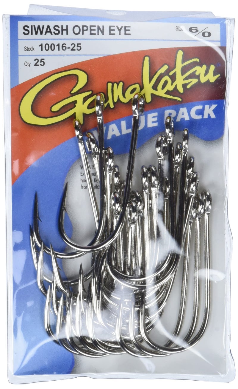 Gamakatsu 25 Pack Open Eye Siwash Hook (Nickel, 6/0) - Image 4