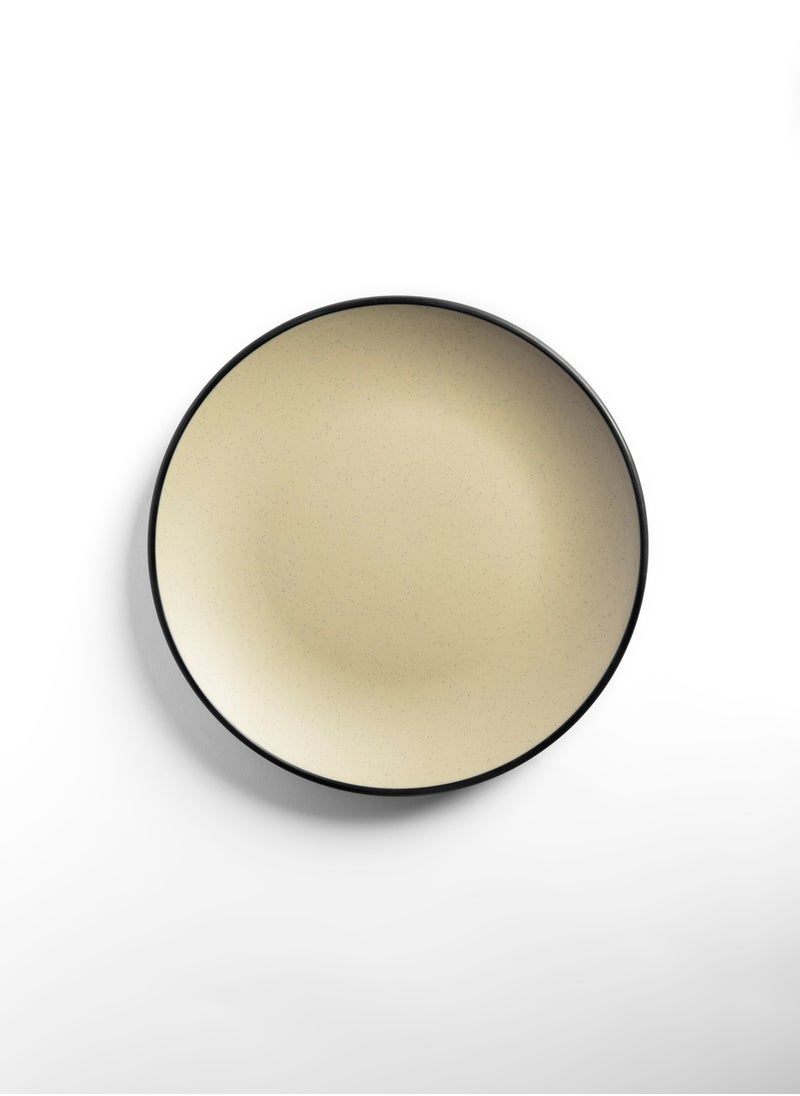 Master Gold - 6 Pieces Melamine Round Flat Dinner Plates | Ideal for Serving Meat, Noodles & Desserts | Shatterproof, Dishwasher & Microwave Safe | for Home, Restaurant, Hotel (Beige | Black) - Image 1