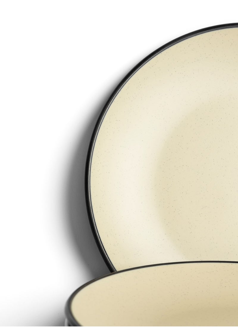 Master Gold - 6 Pieces Melamine Round Flat Dinner Plates | Ideal for Serving Meat, Noodles & Desserts | Shatterproof, Dishwasher & Microwave Safe | for Home, Restaurant, Hotel (Beige | Black) - Image 1