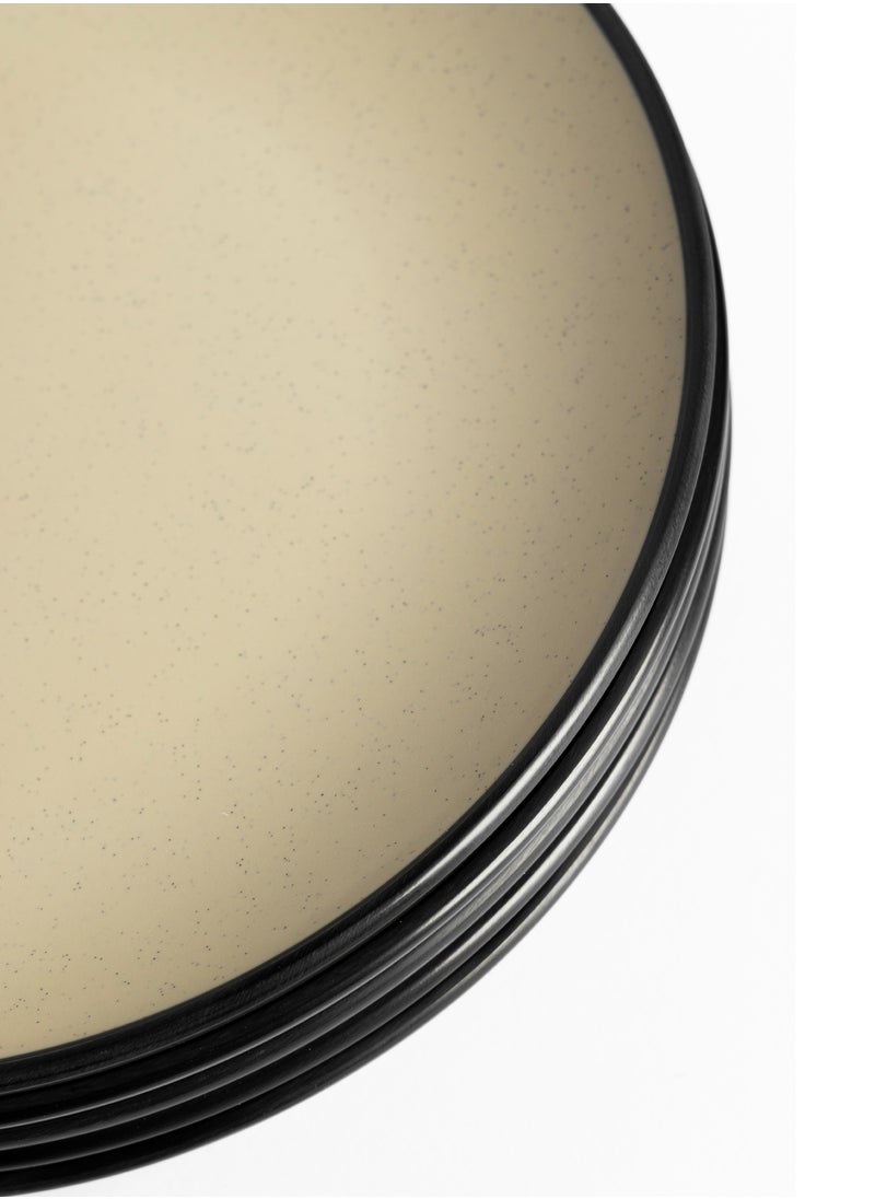 Master Gold - 6 Pieces Melamine Round Flat Dinner Plates | Ideal for Serving Meat, Noodles & Desserts | Shatterproof, Dishwasher & Microwave Safe | for Home, Restaurant, Hotel (Beige | Black) - Image 1