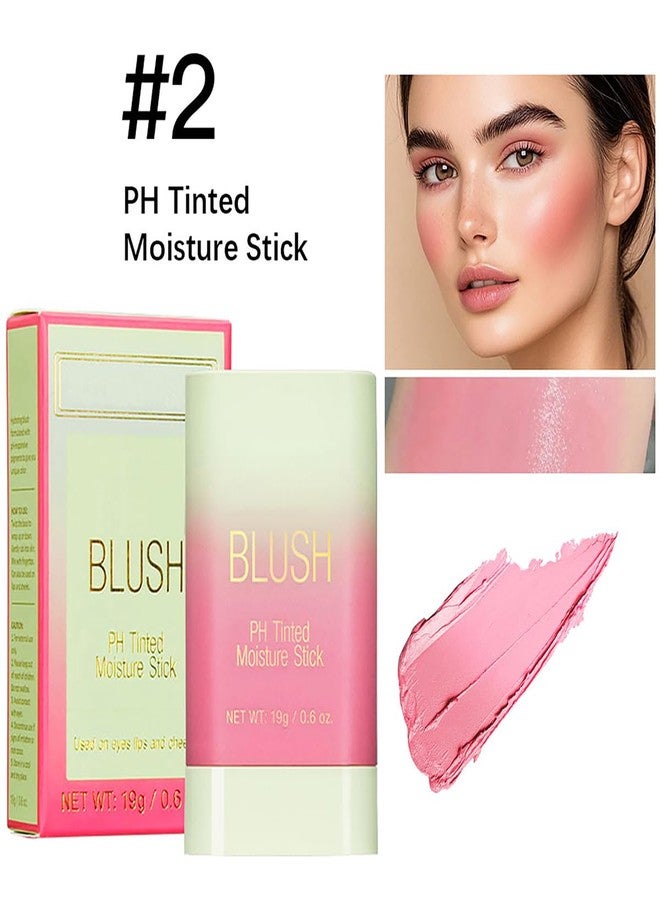 Tiejdhr PH Color Changing Multi-purpose Hydrating Tinted Solid Blush Stick for Cheek/Eyes/Lips (2# Hot Red) - Image 2