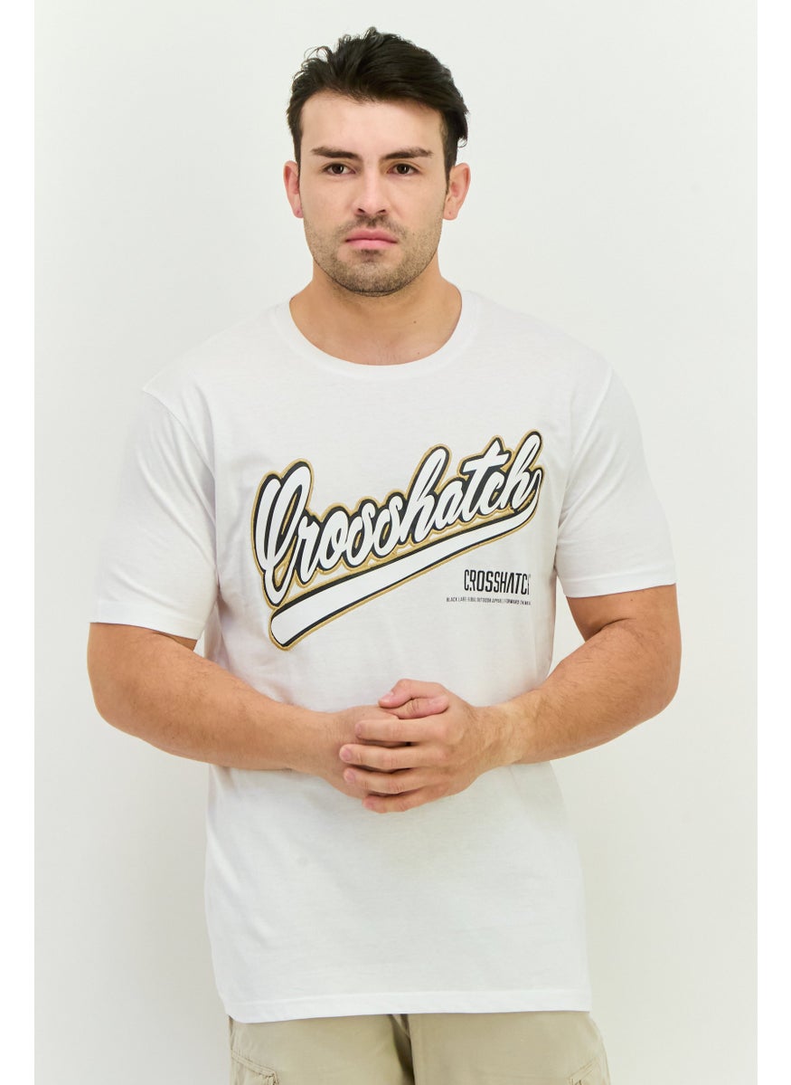 CROSSHATCH Men Crew Neck Short Sleeves Graphic Printed T-Shirt, White  - Image 1