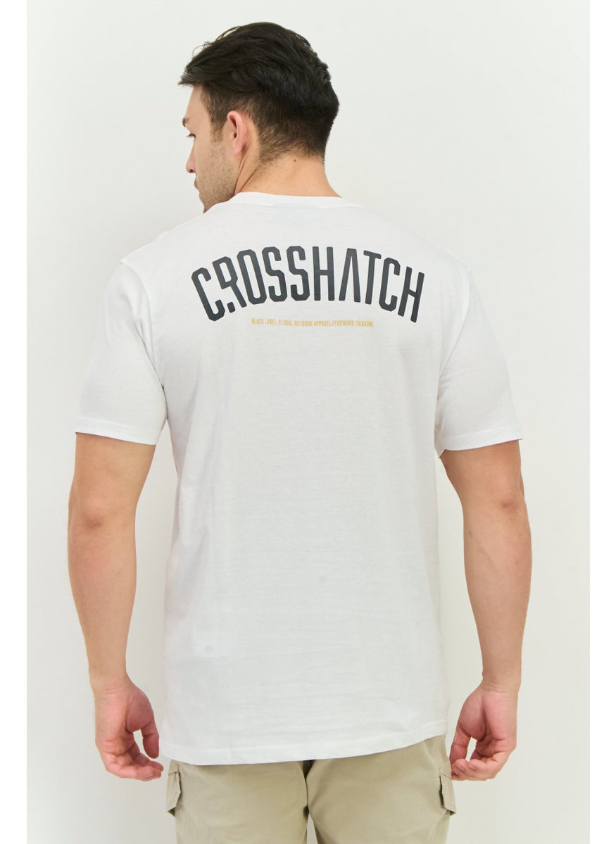 CROSSHATCH Men Crew Neck Short Sleeves Graphic Printed T-Shirt, White  - Image 3