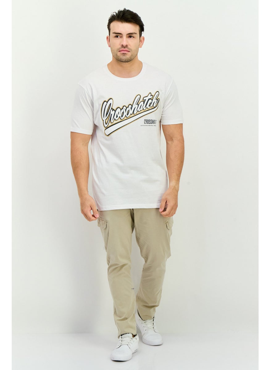 CROSSHATCH Men Crew Neck Short Sleeves Graphic Printed T-Shirt, White  - Image 4