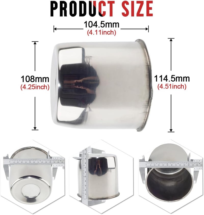 RTRHINOTUNING 4PCS 108mm Push Through Wheel Center Caps Chrome Rim Center Caps for 4.25" Truck Trailer RV SUV Wheels Center Bores - Image 2