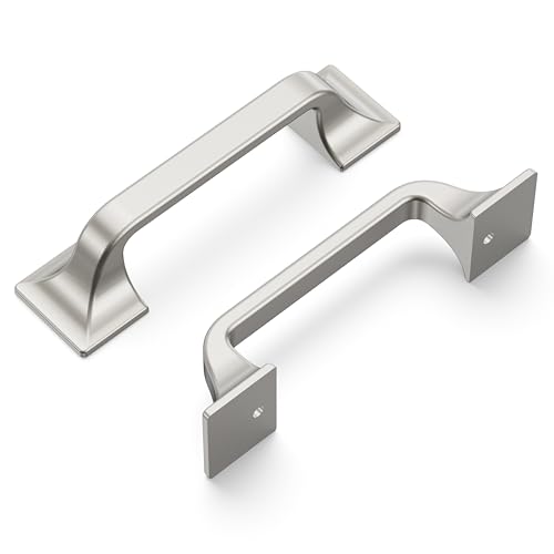 Hickory Hardware 10 Pack Solid Core Kitchen Cabinet Pulls Luxury Cabinet Handles Hardware for Doors Dresser Drawers 3 Inch Hole Center Satin Nickel Forge Collection - Image 1