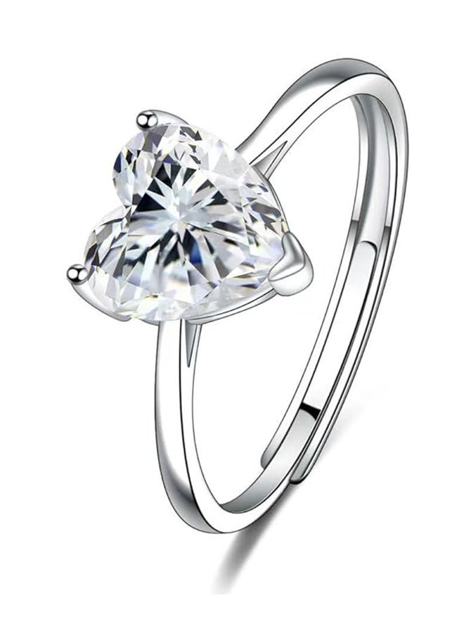 Happy D Heart-shaped cubic zirconia jewelry set - a romantic set of necklace, ring, and earrings suitable for anniversary and Valentine's Day gifts - elegant, sexy, and durable accessories for her. - Image 3