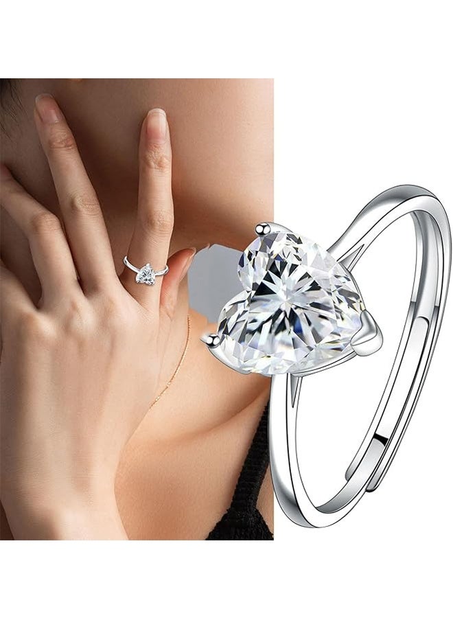 Happy D Heart-shaped cubic zirconia jewelry set - a romantic set of necklace, ring, and earrings suitable for anniversary and Valentine's Day gifts - elegant, sexy, and durable accessories for her. - Image 5