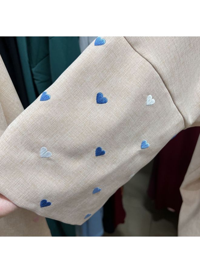 New Embroidery Love Cardigan Dress Solid Color Elegant Dress - Image 1