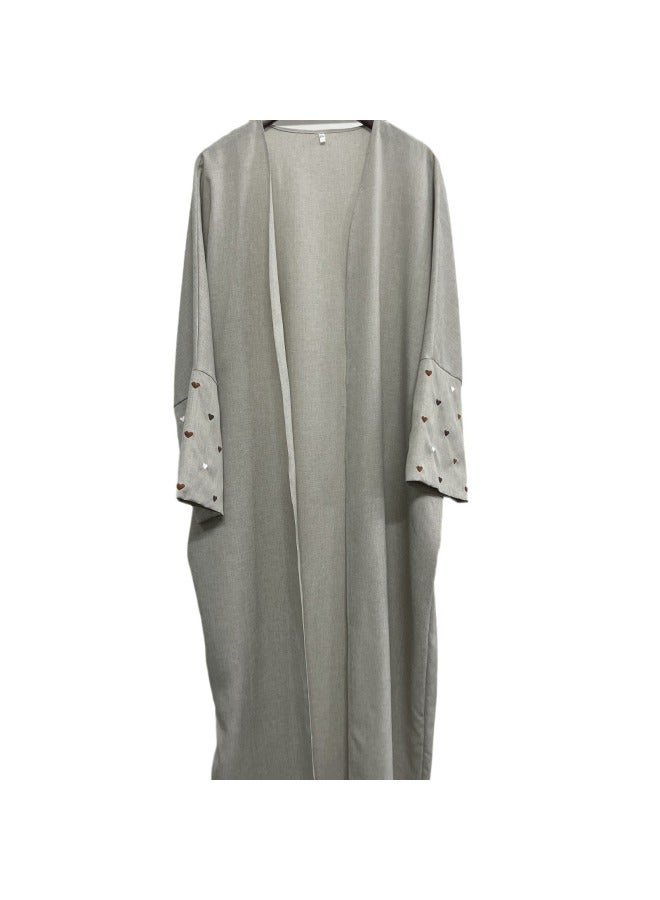 New Embroidery Love Cardigan Dress Solid Color Elegant Dress - Image 5