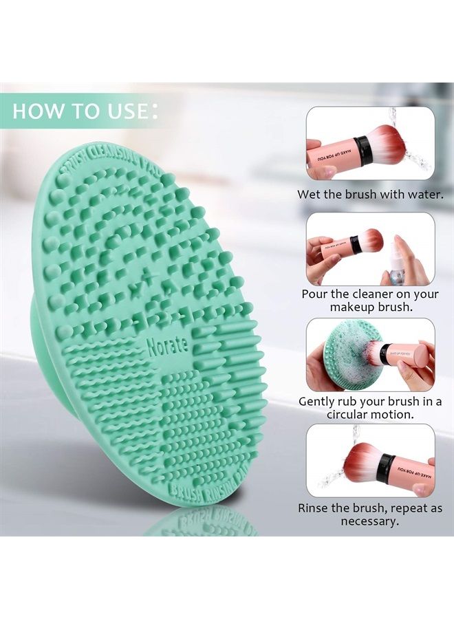 Norate Brush Cleaning Mat, Silicone Makeup Cleaning Brush Scrubber Mat Portable Washing Tool Cosmetic Brush Cleaner with Suction Cup for Valentines Day - Image 4