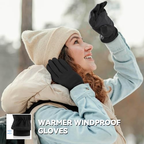 OZERO Winter Touchscreen Women's Gloves,Warm Thermal Polar Fleece Womens Gloves In Cold Weather Driving Running Texting - Image 5