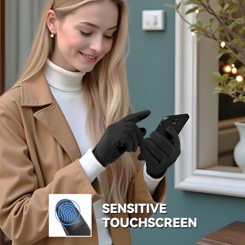 OZERO Winter Touchscreen Women's Gloves,Warm Thermal Polar Fleece Womens Gloves In Cold Weather Driving Running Texting - Image 2