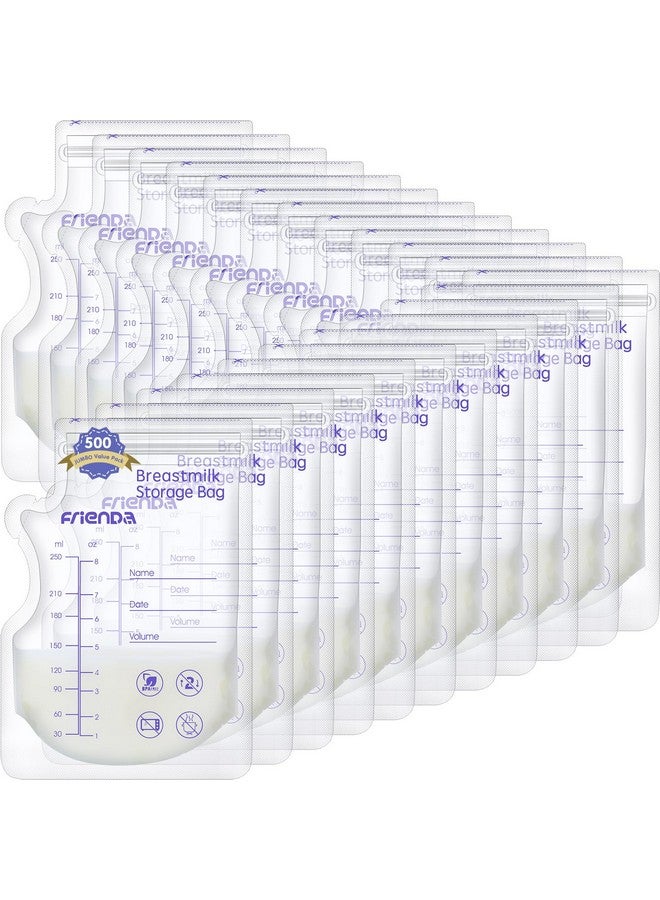 Woanger 500 Count Breastmilk Storage Bags 8 oz Breast Milk Storing Bags Self Standing Milk Storage Bags for Breastfeeding Milk Freezer Bag with Pour Spout No Leak Double Seal Breastmilk Storing Bags - Image 1