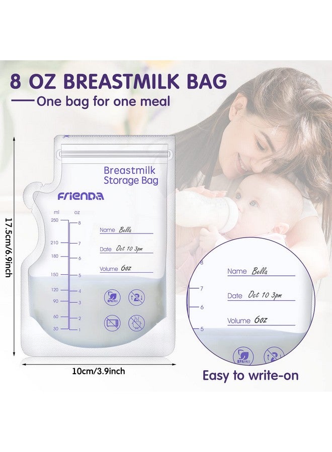 Woanger 500 Count Breastmilk Storage Bags 8 oz Breast Milk Storing Bags Self Standing Milk Storage Bags for Breastfeeding Milk Freezer Bag with Pour Spout No Leak Double Seal Breastmilk Storing Bags - Image 2
