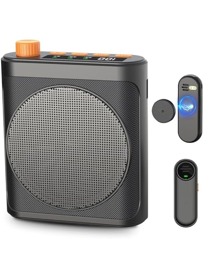 Voice Amplifier Wireless Microphone with Magnetic Lavalier, Bluetooth Voice Amplifier for Teachers with 2 Mic, Rechargeable Portable Microphone Speaker for Classroom, Yoga, Meetings, Speeches - Image 1