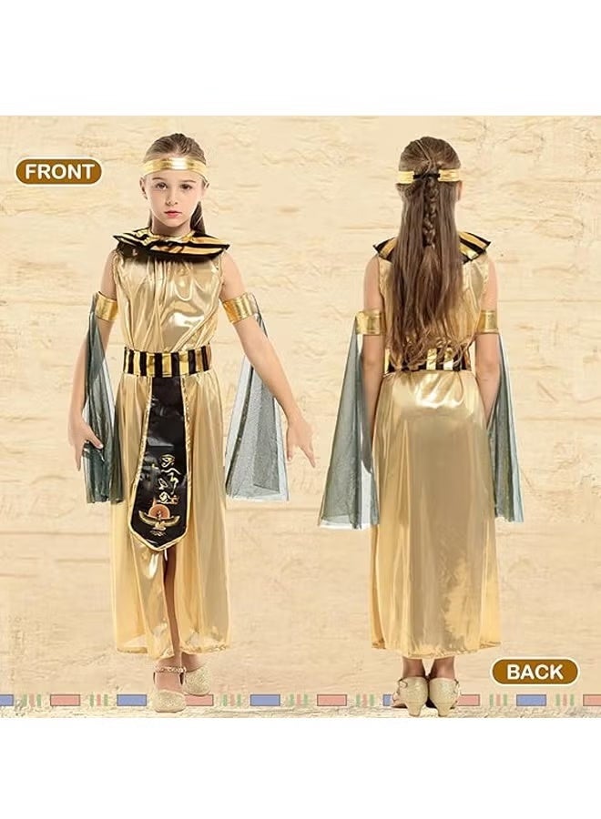 Halamodo Egyptian Costume for Kids Girls Cleopatra Pharaoh Dress Up Halloween Role Play Clothes with Accessories for Halloween XL - Image 2