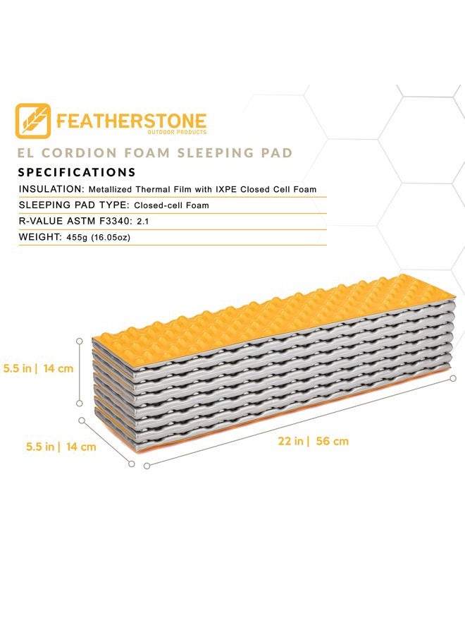 Featherstone El Cordion Closed Cell Foam Sleeping Pad Insulated R-Value 2.1 Mat for Ultralight Backpacking, Thru-Hiking, and Camping - Image 2